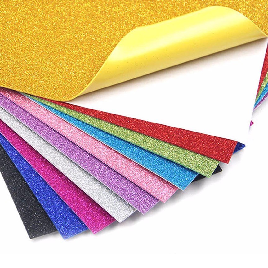 Self Adhesive Glitter Foam Fomic Sheet A4 10 Colors Pack EStationers