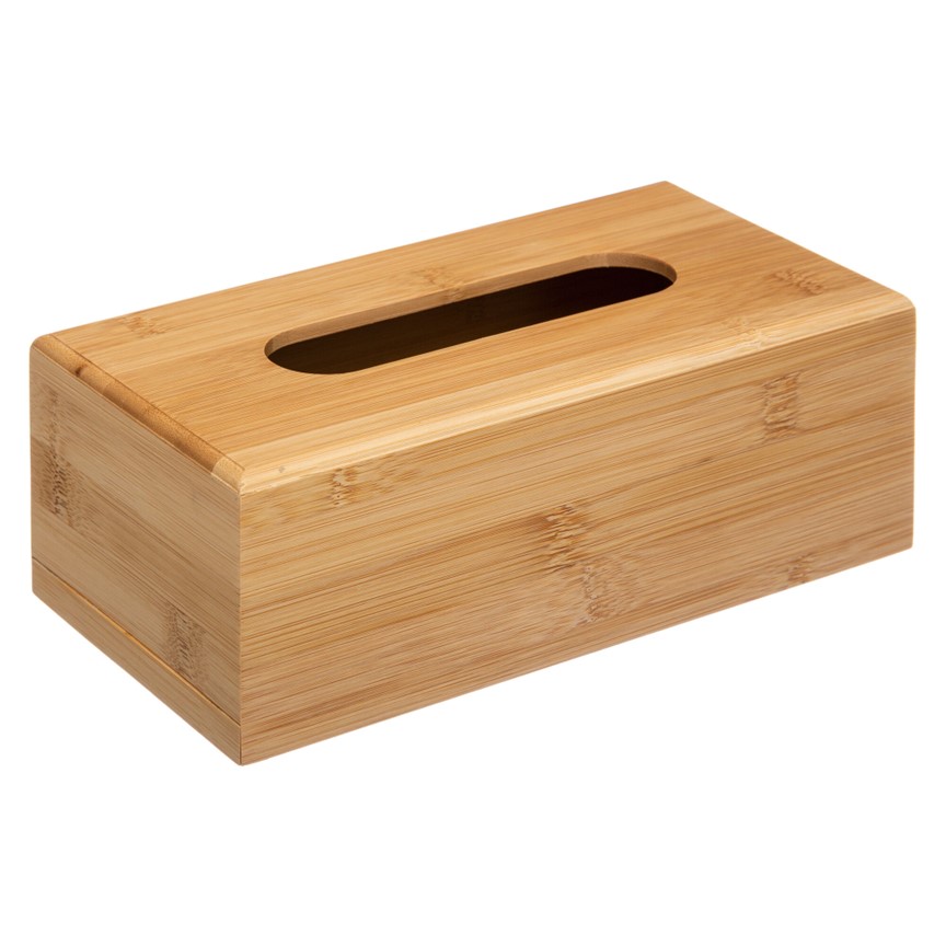 Natural Bamboo Wood Tissue Box with Removable Bottom - eStationers