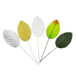 Artificial Silk Rose Leaves, Gold Silver Green Fake Faux Wired Single Leaf