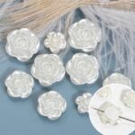 16PCS 18MM White Faux Pearl Rose Beads – Acrylic Spacer Beads for DIY Crafts, Bracelets & Jewelry Making